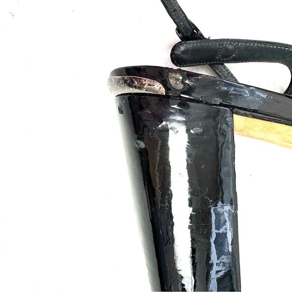 Stuart Weitzman Black Patent Leather Platform Sandal Heels Size 11 - Picture 6 of 10